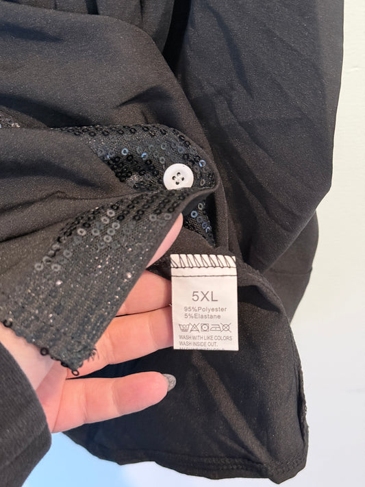 Brand Unknown Button-down Sequined Trim Blouse Size 5XL | U/Arm to U/Arm 73cm
