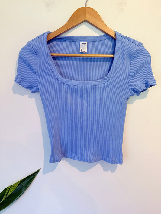 Anko Ribbed Short-sleeve Crop Top Size 8