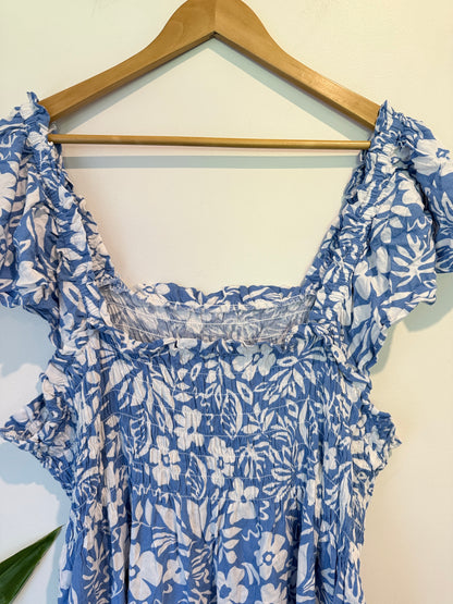 Brand Unknown Floral Print Smocked Mini Dress Size U/Arm to U/Arm 69cm