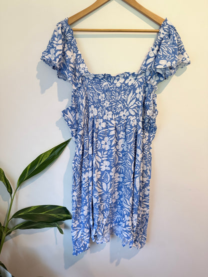 Brand Unknown Floral Print Smocked Mini Dress Size U/Arm to U/Arm 69cm