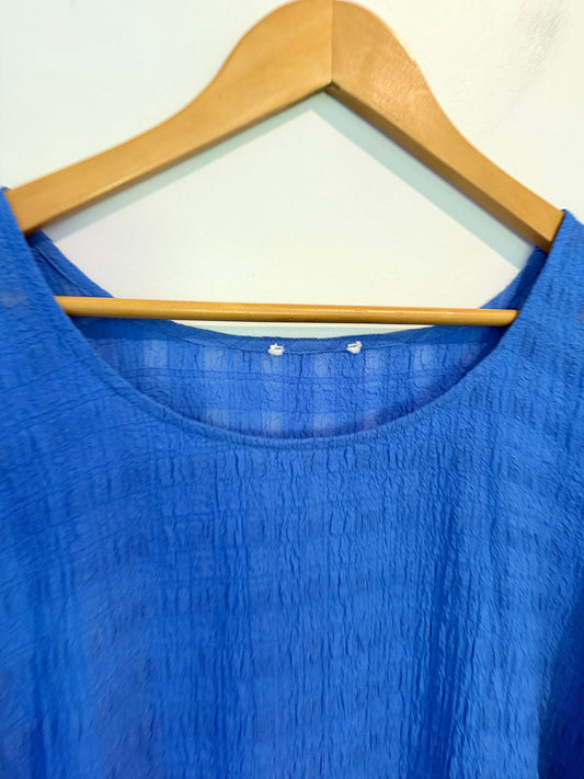 Brand Unknown Textured Frill Sleeve Smock Top Size U/Arm to U/Arm 75cm