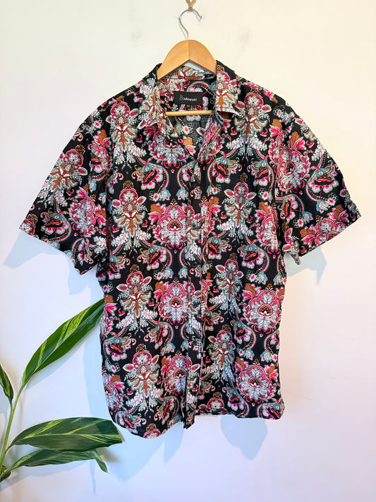 &Lo&behold Short-sleeve Casual Button-down Shirt Size 4XL | U/Arm to U/Arm 70cm
