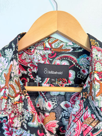 &Lo&behold Short-sleeve Casual Button-down Shirt Size 4XL | U/Arm to U/Arm 70cm
