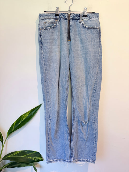 Mini Velvet Light-wash Distressed Denim Jeans Size 8R
