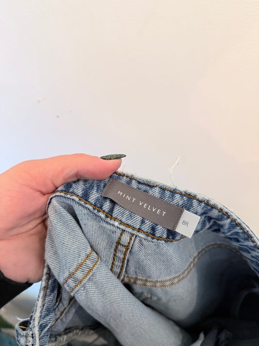 Mini Velvet Light-wash Distressed Denim Jeans Size 8R