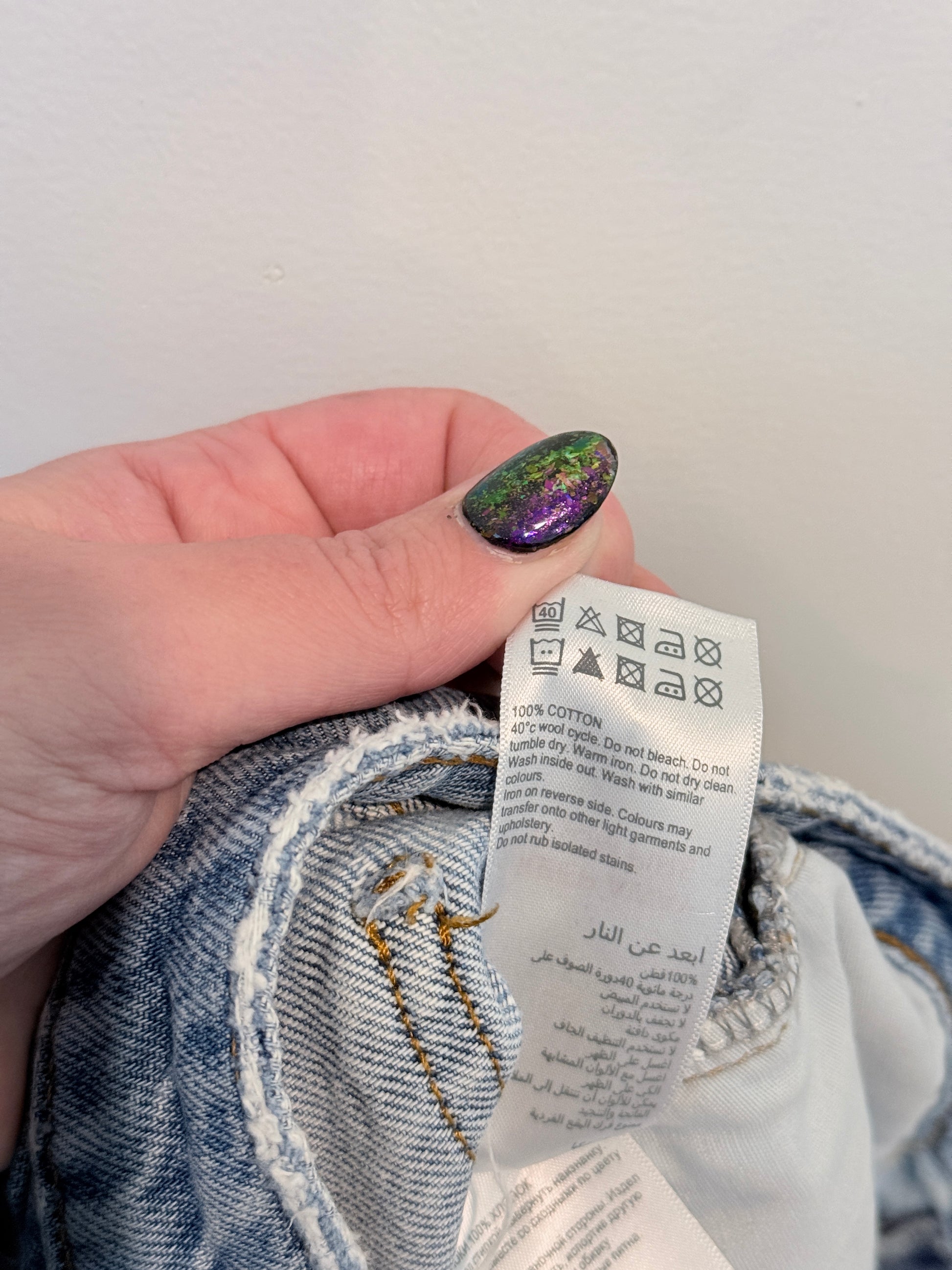 Mini Velvet Light-wash Distressed Denim Jeans Size 8R