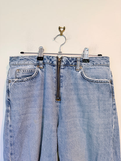 Mini Velvet Light-wash Distressed Denim Jeans Size 8R