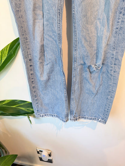 Mini Velvet Light-wash Distressed Denim Jeans Size 8R
