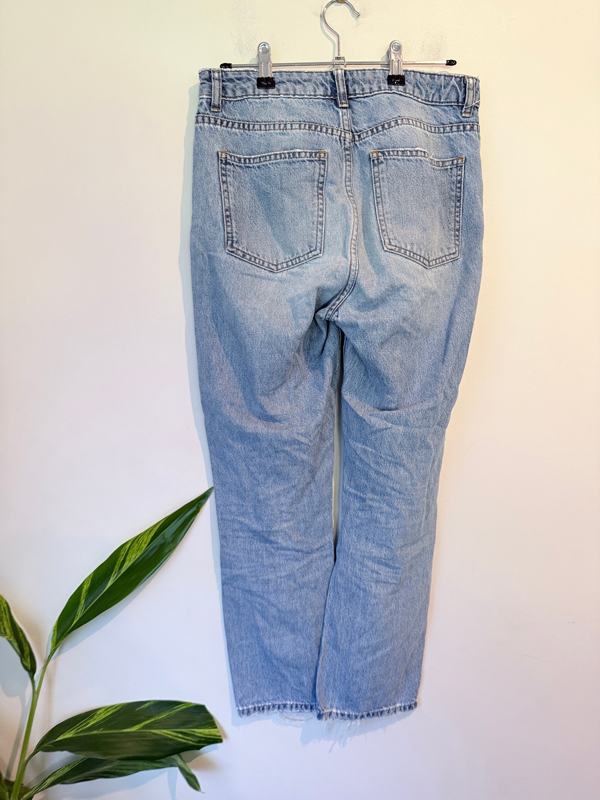 Mini Velvet Light-wash Distressed Denim Jeans Size 8R