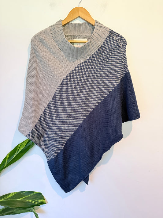Elm Lifestyle Color-blocked Knit Poncho Sweater Size S