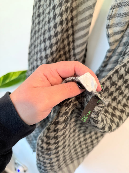 Stile Benetton Reversible Monochrome Houndstooth Scarf