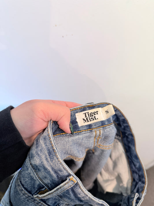 Tiger Mist. High-waisted Distressed Straight-leg Jeans Size S