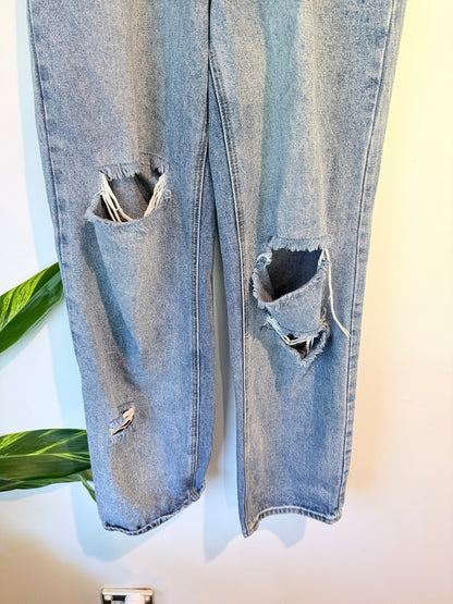 Tiger Mist. High-waisted Distressed Straight-leg Jeans Size S