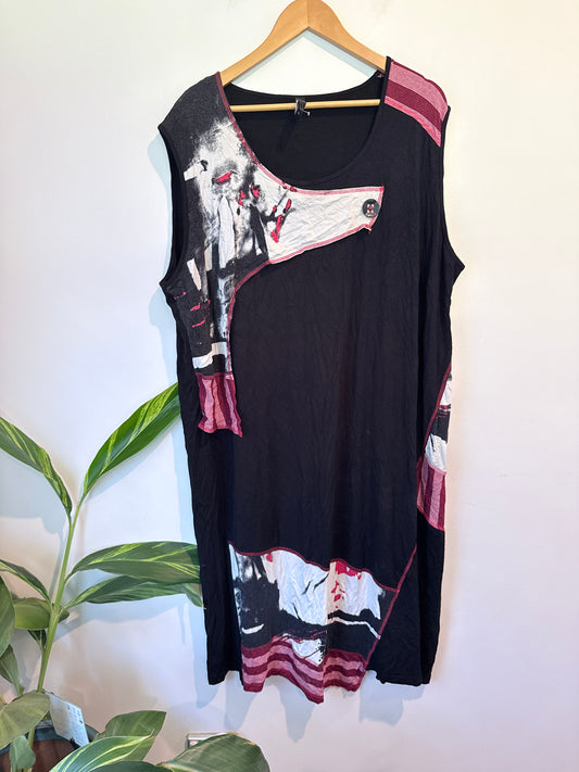 Ts Sleeveless Abstract-print Midi Dress Size XL