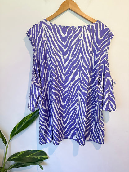 Brand Unknown Zebra Print Cold-shoulder Top Size U/Arm to U/Arm 72cm