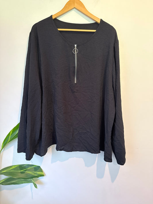 Brand Unknown Long-sleeve Half-zip Pullover Shirt Size 5XL | U/Arm to U/Arm 63cm