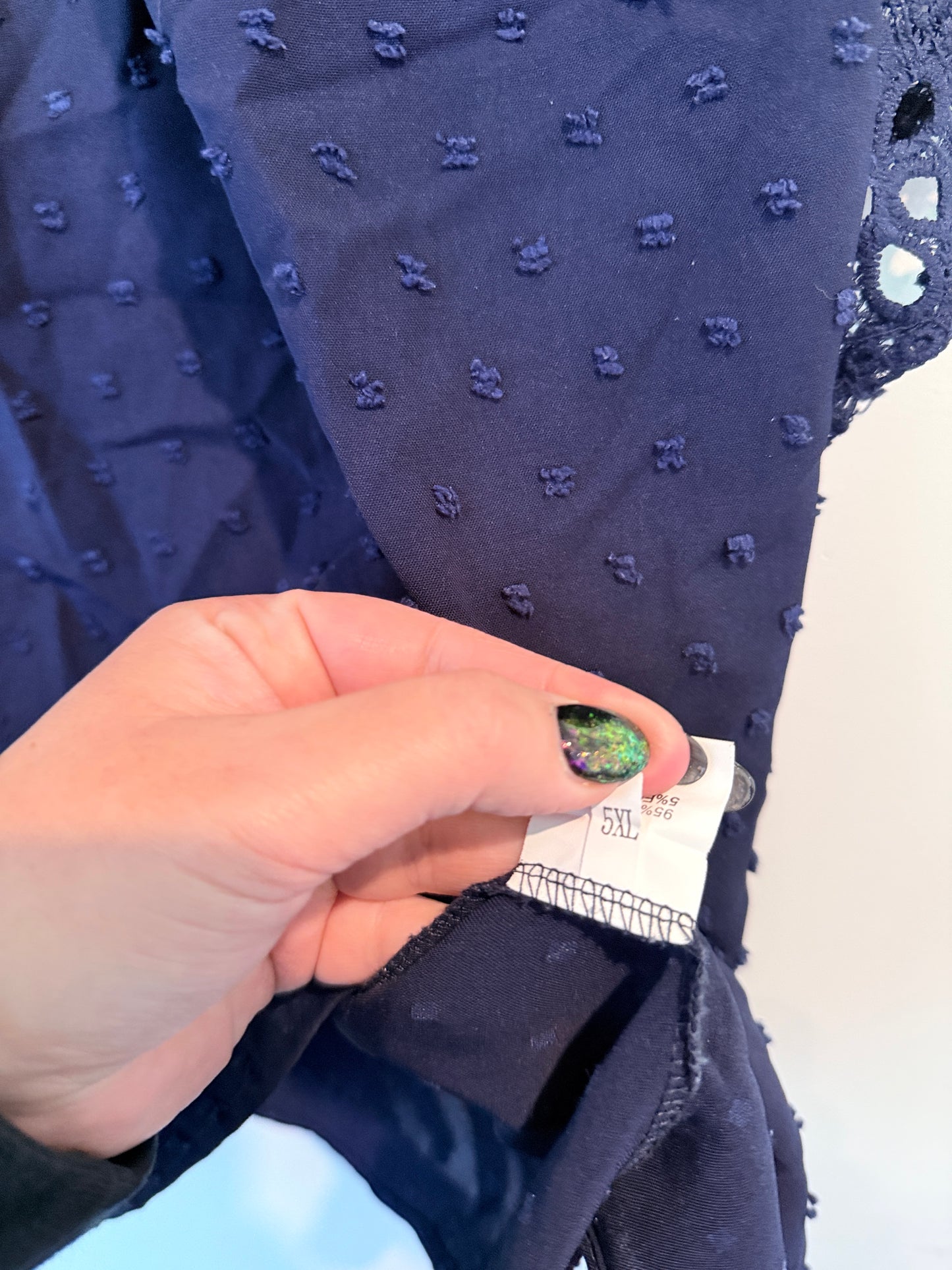 Brand Unknown Dobby Texture And Eyelet Flutter Sleeves Shirt Size U/Arm to U/Arm 70cm