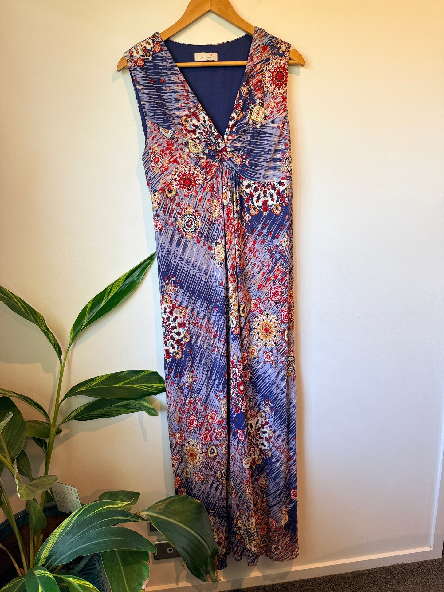 M & S Sleeveless Patterned Maxi Dress Size 20