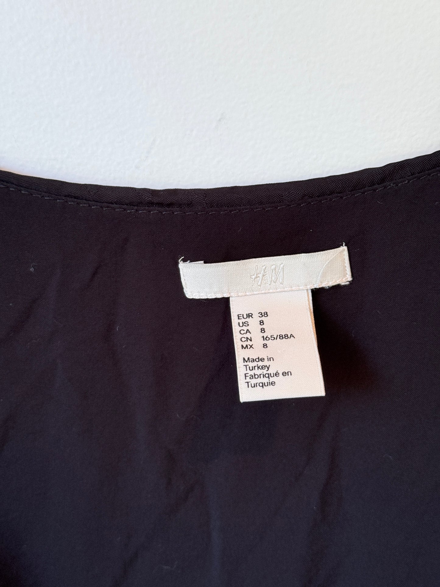 H & M Crinkled Black Maxi Slip Dress Size 38