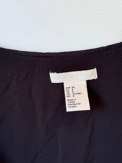 H & M Crinkled Black Maxi Slip Dress Size 38