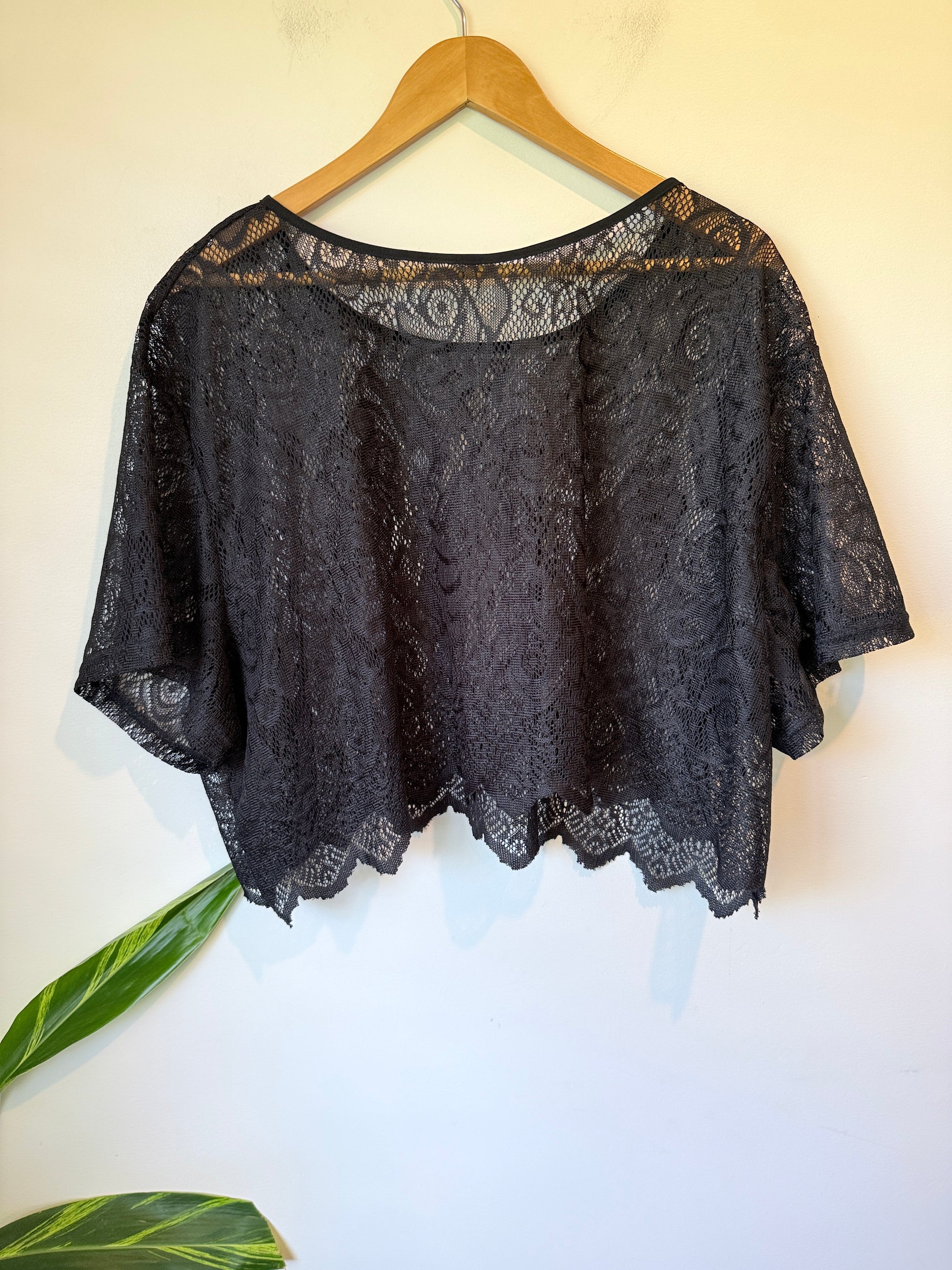 Brand Unknown Sheer Floral Lace Cropped Top Size U/Arm to U/Arm 73cm