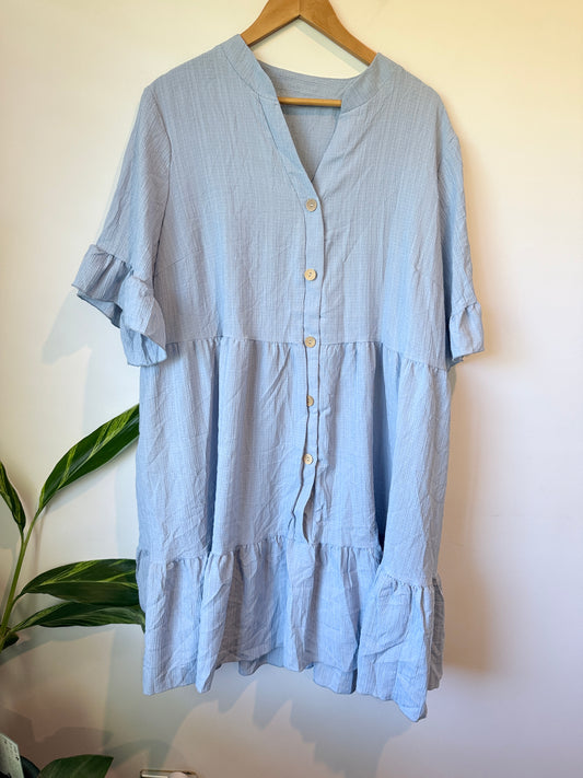 Brand Unknown Tiered Button-down Shirt Dress Size 4XL | U/Arm to U/Arm 61cm