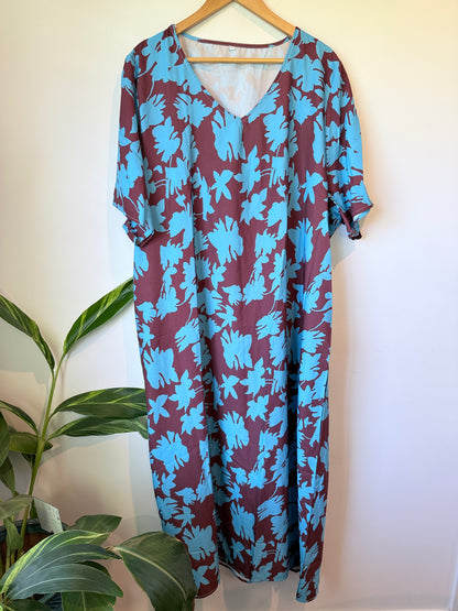 Brand Unknown Floral Printed Kaftan Dress Size 5XL | U/Arm to U/Arm 72cm