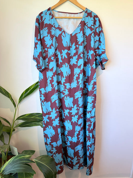 Brand Unknown Floral Printed Kaftan Dress Size 5XL | U/Arm to U/Arm 72cm