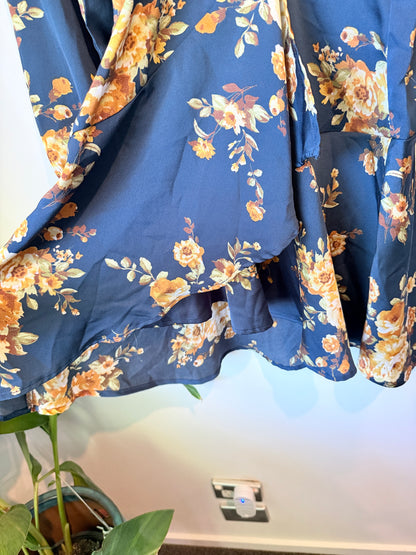 Pagani Floral Print Satin Wrap Dress Size 6