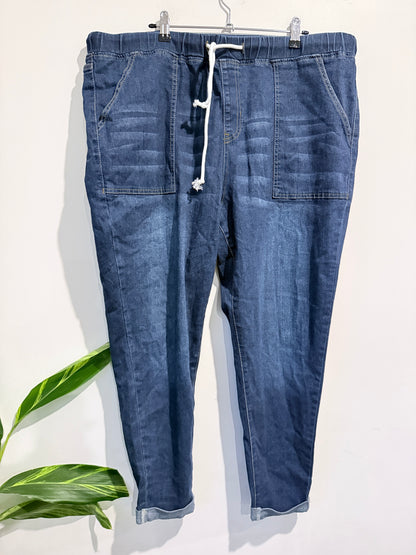 High Waist Pull-on Jogger Jeans Size U/Arm to U/Arm 53cm
