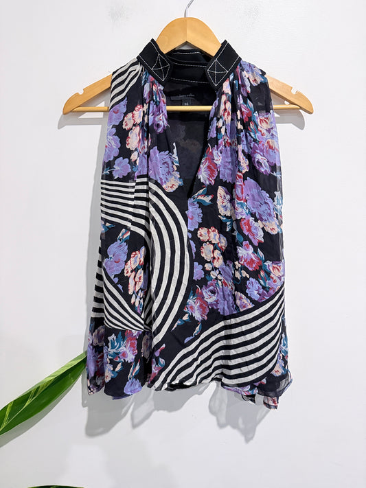 Karen Walker Floral And Striped Top Size 12