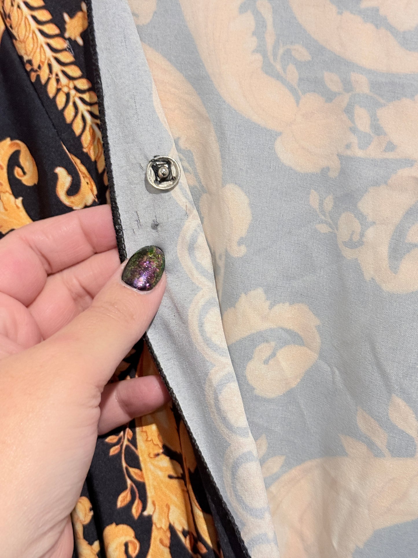 Brand Unknown Long-sleeve Baroque Maxi Dress Size U/Arm to U/Arm 48cm