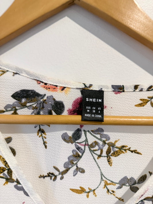 Shein Cold-shoulder Floral Print Top Size M