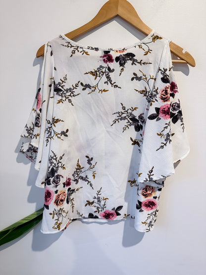 Shein Cold-shoulder Floral Print Top Size M