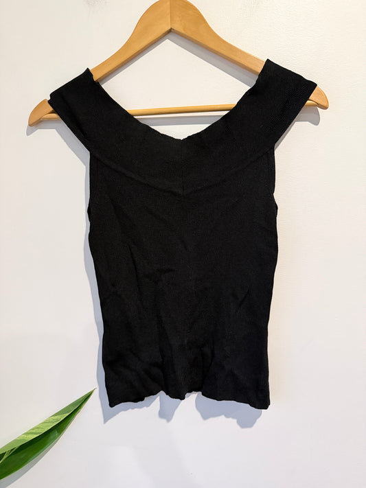 MNG Off-the-shoulder Rib-knit Top Size 5