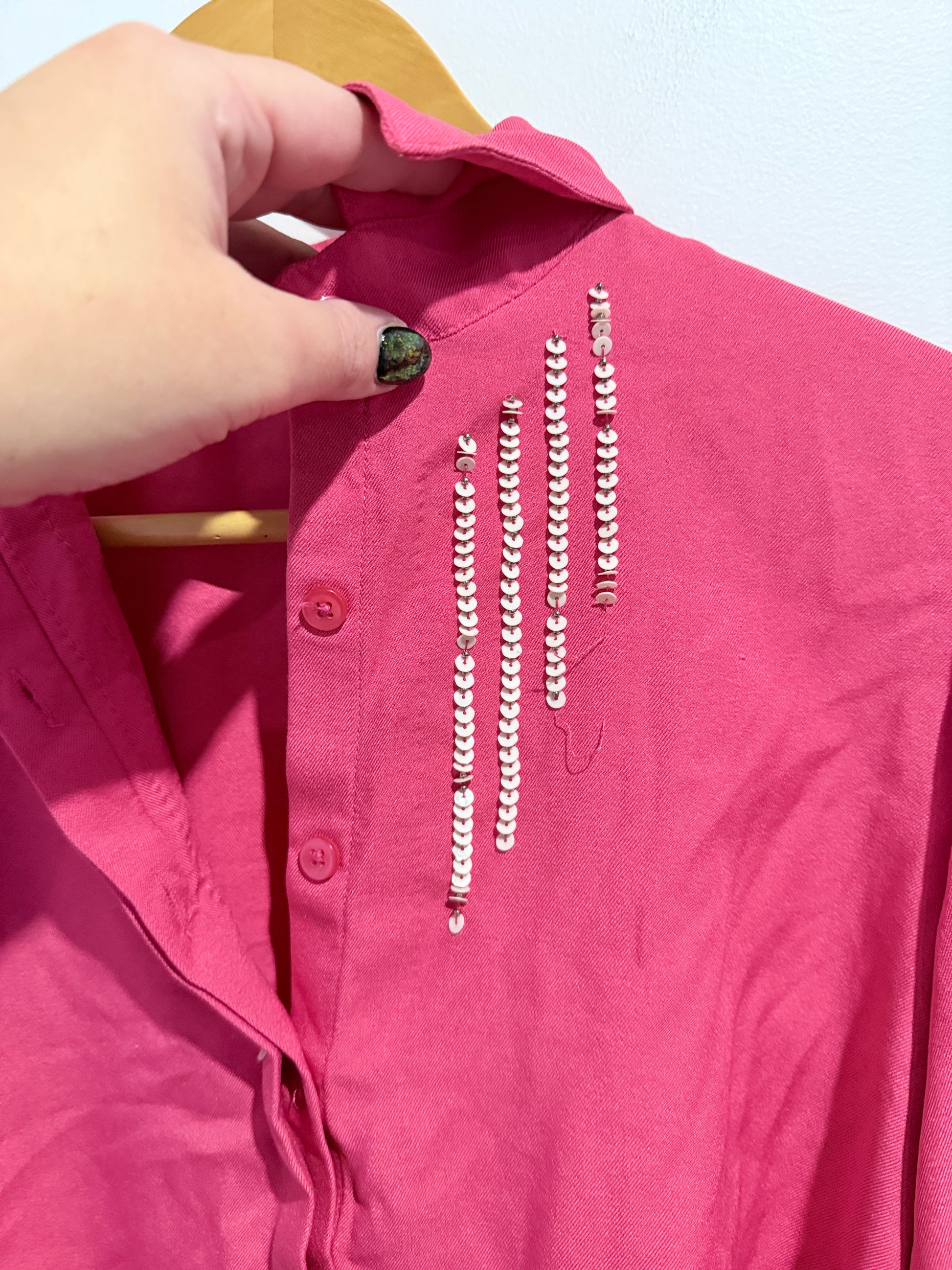 Auguri Short-sleeve Button-up Cropped Shirt Size L