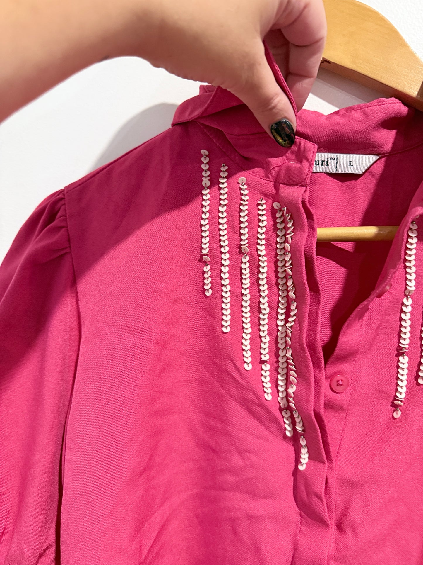 Auguri Short-sleeve Button-up Cropped Shirt Size L