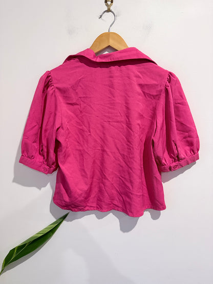 Auguri Short-sleeve Button-up Cropped Shirt Size L