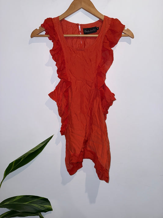 Shakuhachi Ruffled Cap Sleeves Mini Dress Size 10