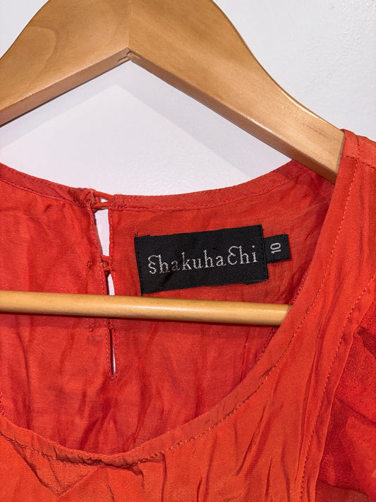 Shakuhachi Ruffled Cap Sleeves Mini Dress Size 10