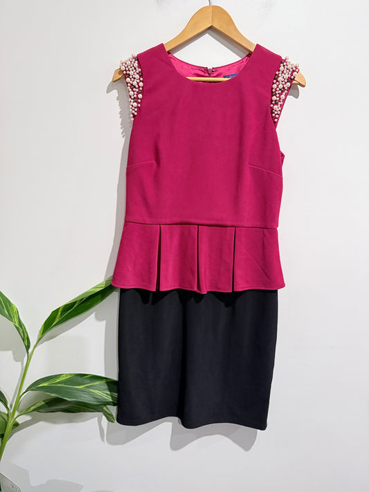 Mei Mei Peplum Colorblock Sheath Dress Size 14