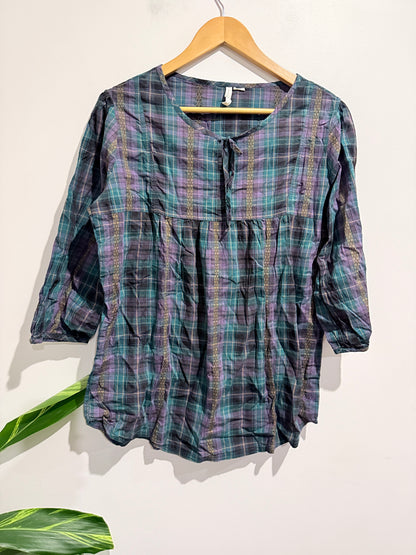 Levi's Plaid/Tartan Babydoll Blouse Size L | U/Arm to U/Arm 52cm