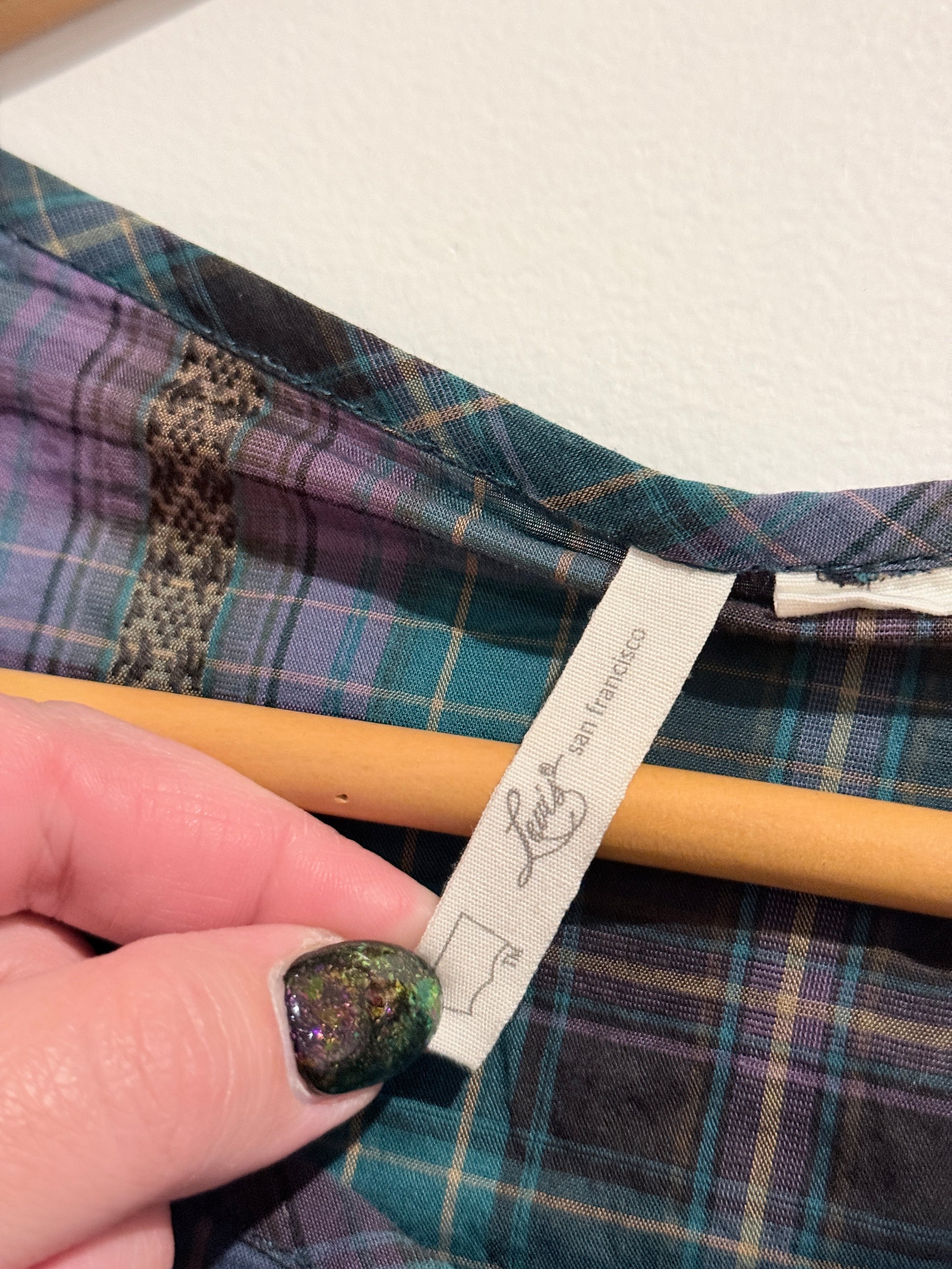 Levi's Plaid/Tartan Babydoll Blouse Size L | U/Arm to U/Arm 52cm