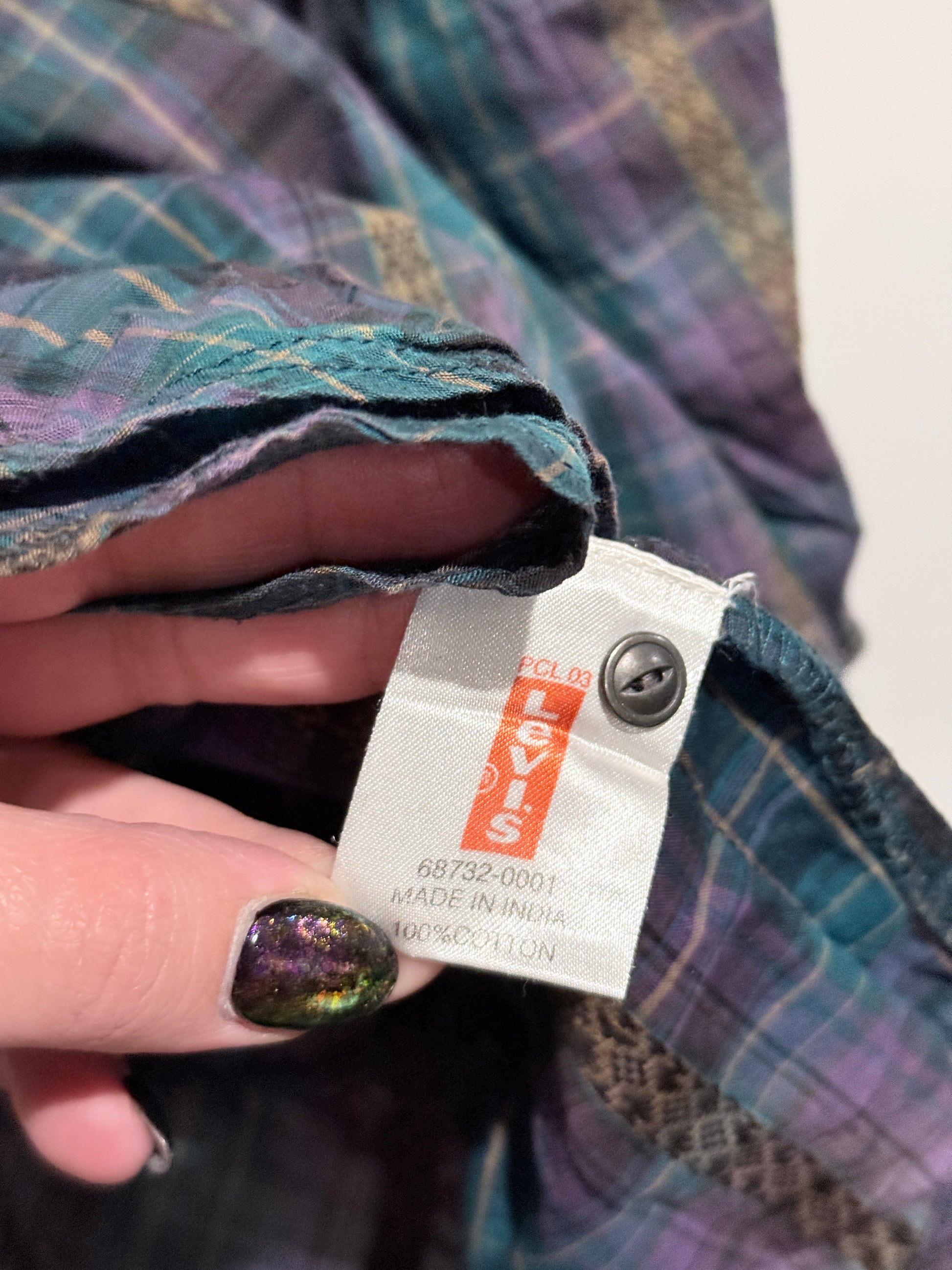 Levi's Plaid/Tartan Babydoll Blouse Size L | U/Arm to U/Arm 52cm