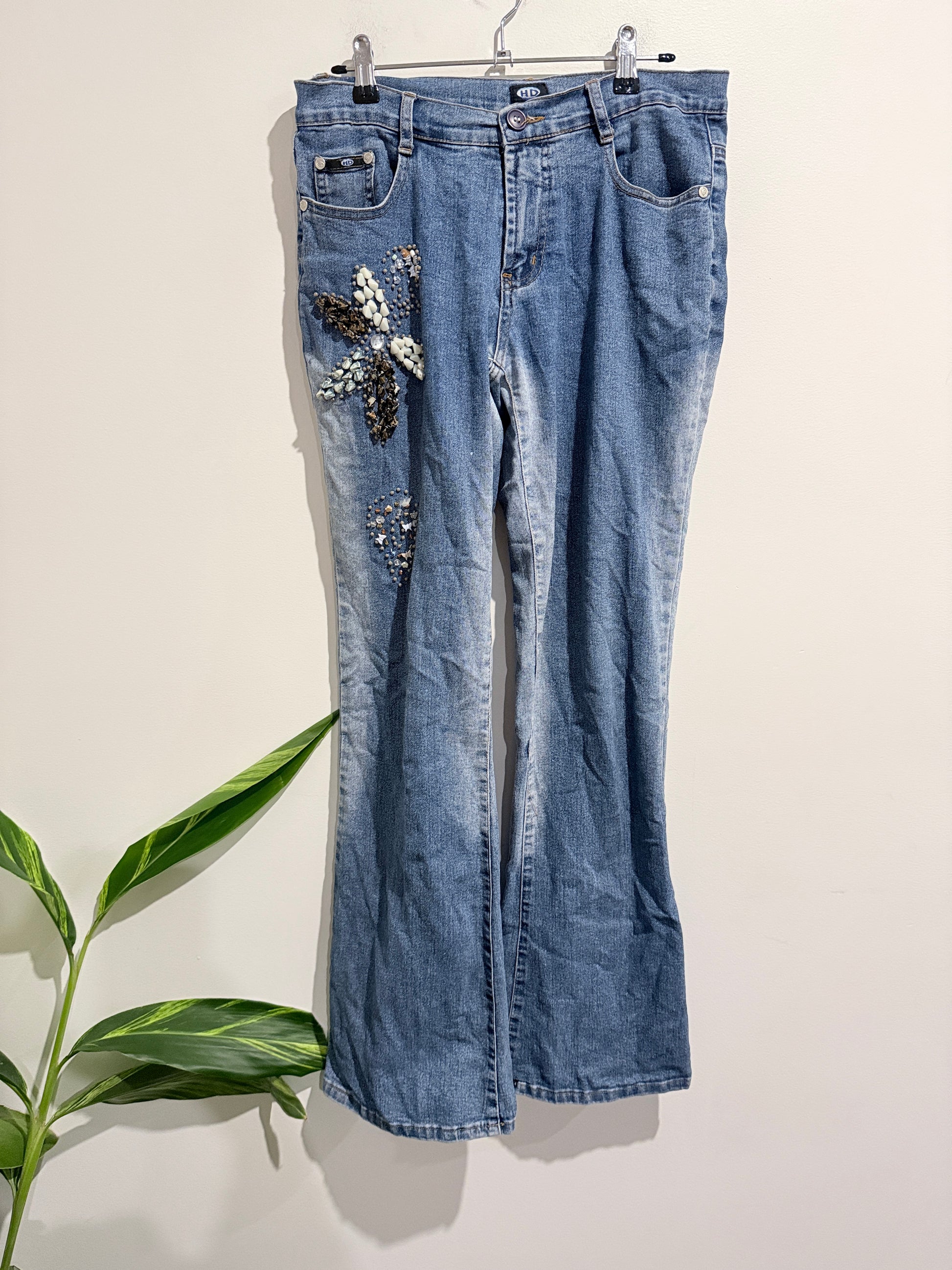 HD Embroidered Floral Embellishments Jeans Size waist 78cm