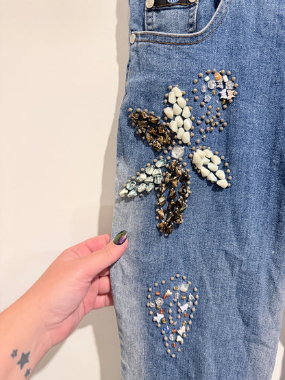 HD Embroidered Floral Embellishments Jeans Size waist 78cm