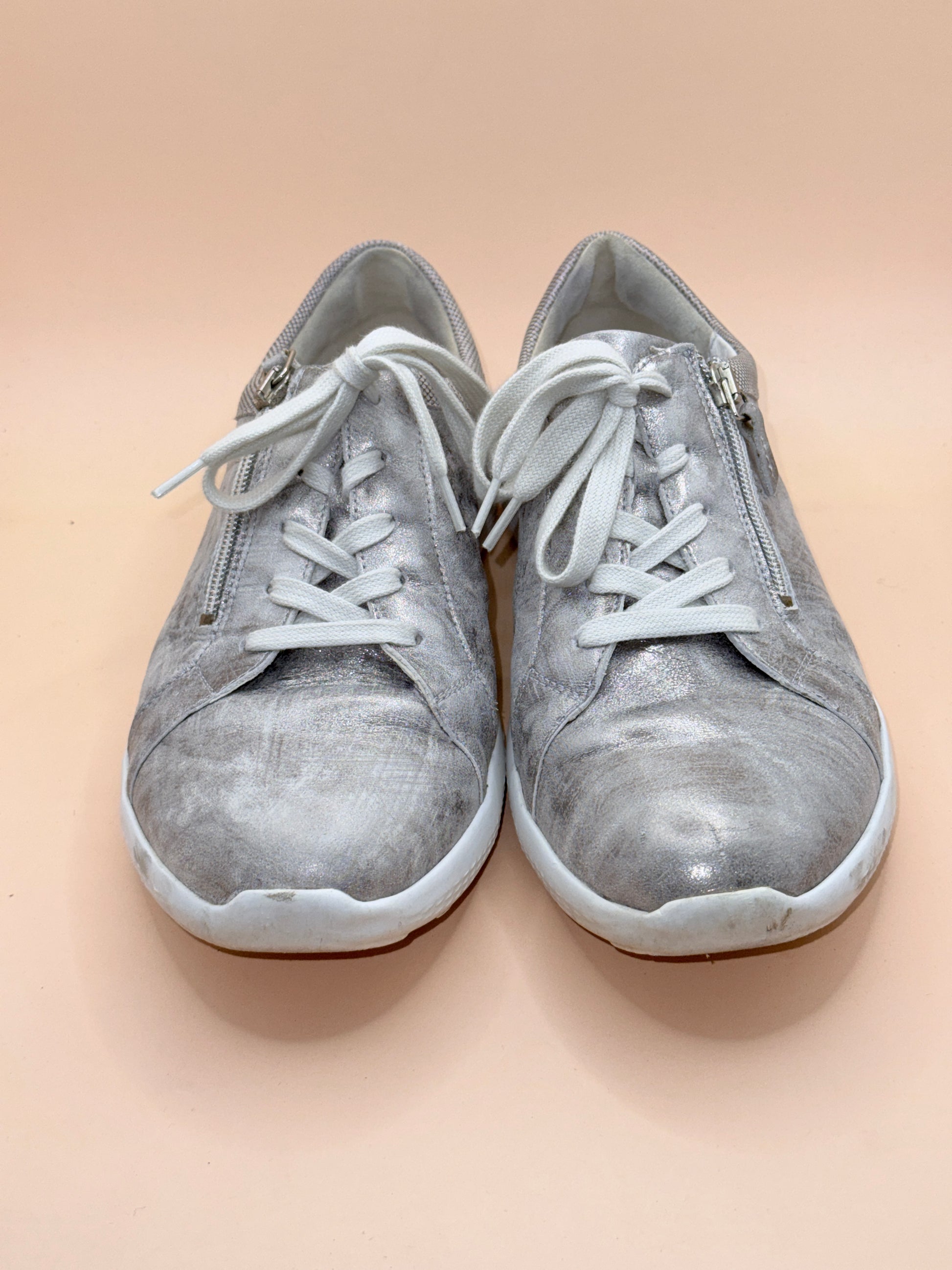 Waldläufer K-iris Metallic Zip Sneakers – Silver – Women’s Comfort Shoes