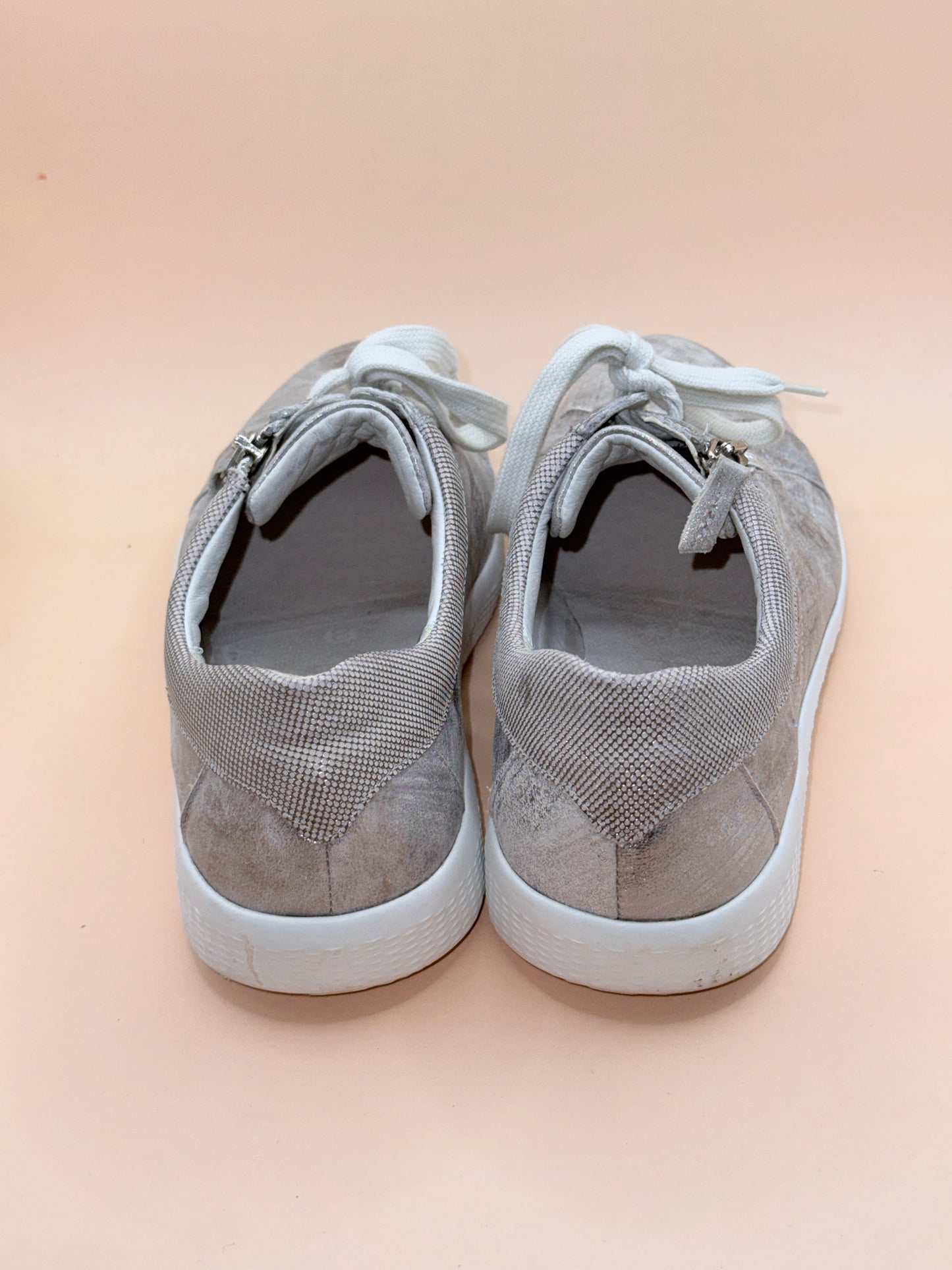 Waldläufer K-iris Metallic Zip Sneakers – Silver – Women’s Comfort Shoes