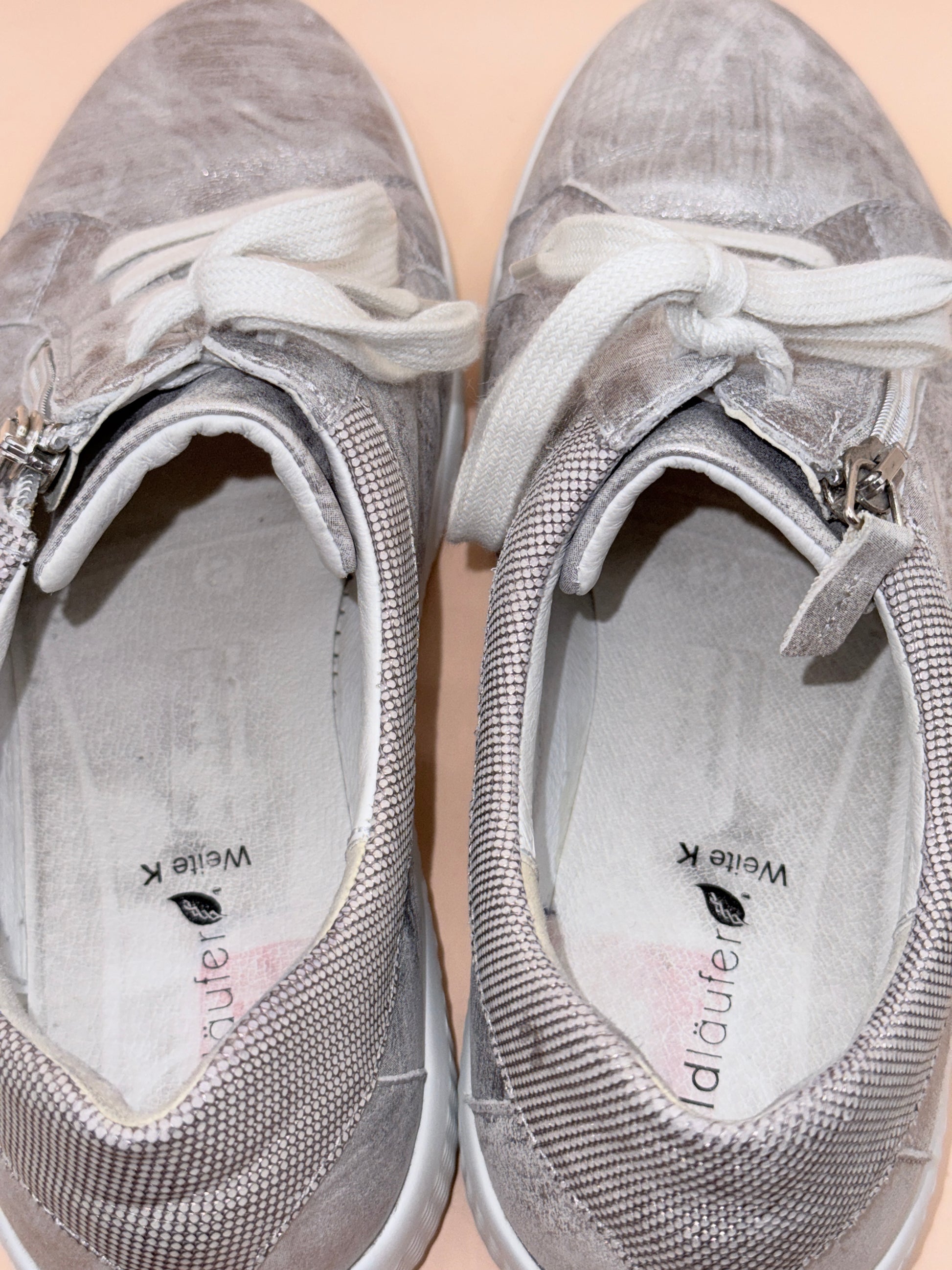 Waldläufer K-iris Metallic Zip Sneakers – Silver – Women’s Comfort Shoes