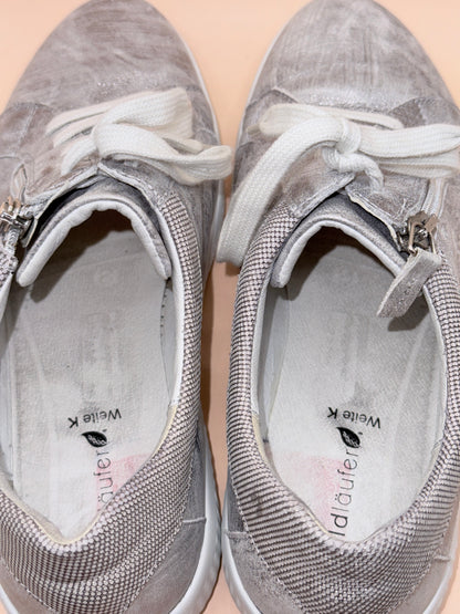 Waldläufer K-iris Metallic Zip Sneakers – Silver – Women’s Comfort Shoes